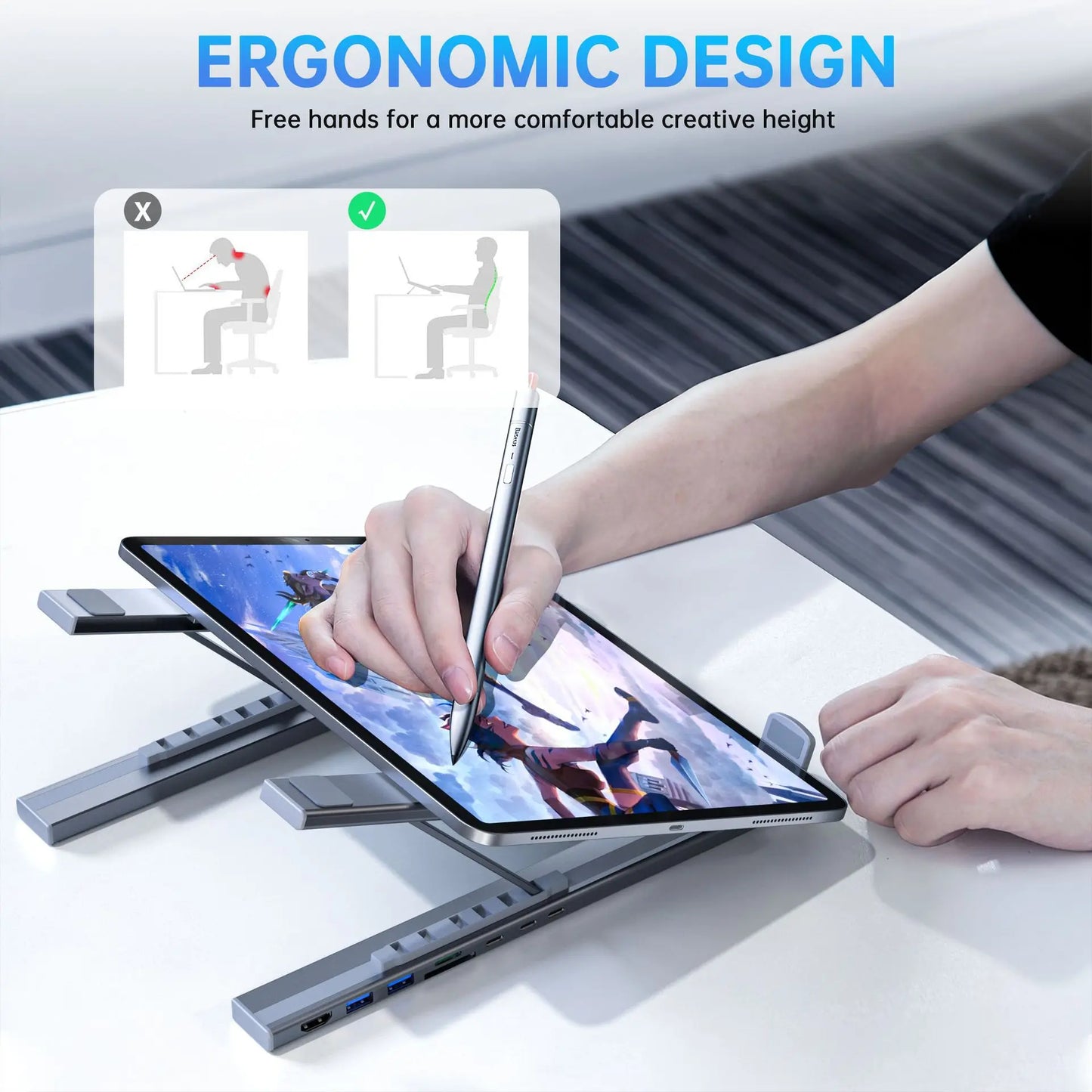 Universal Laptop Stand Halterung Mit USB Typ-C HUB Laptop Halter HDMI SD TF Speicher Karte Für MacBook Für IPad pro Für Lenovo