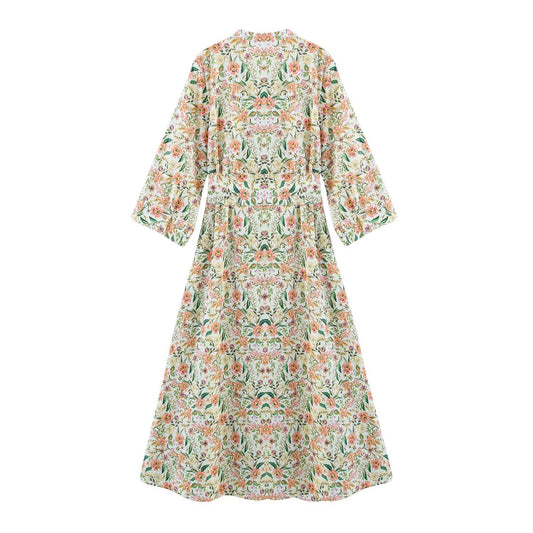 Damen Midikleid mit V-Ausschnitt und Print | Lässiges A-Linien Sommerkleid