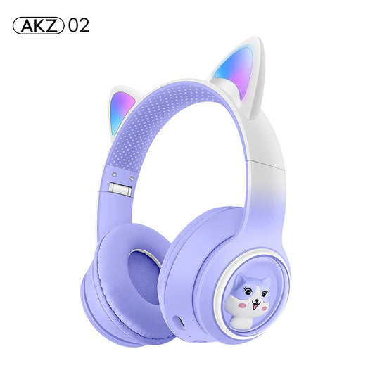 AKZ-02 Gaming Kopfhörer LED Katzenohren Bluetooth 18h Akku
