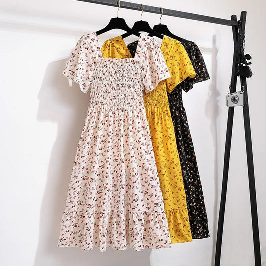 Frühlings-Sommer Chiffon Midikleid für Damen - Geblümt, Plissiert & Rückenfrei Jetzteinkuaf