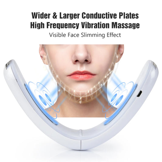 LED Facial Toning Massager | Red & Blue Light Therapy | Chin Firming Belt | 10 Intensity Levels