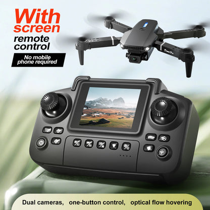 Drone E88/E99 avec télécommande et écran : zoom 50x, double caméra, mode sans tête et adapté aux débutants