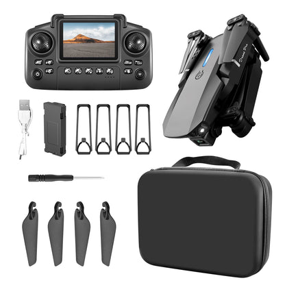 Drone E88/E99 avec télécommande et écran : zoom 50x, double caméra, mode sans tête et adapté aux débutants