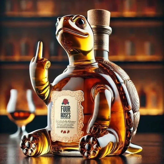 Humorvolle Glas-Karaffe in Entenform, 10oz, Schwarz mit Whisky gefüllt