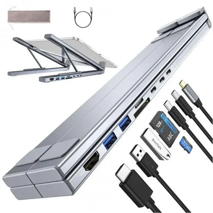 Laptop Ständer mit Dockingstation | USB-C, HDMI & SD-Reader