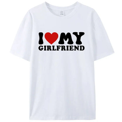 Paar T-Shirts: "Ich liebe meinen Freund" & "Ich liebe meine Freundin" Baumwolle