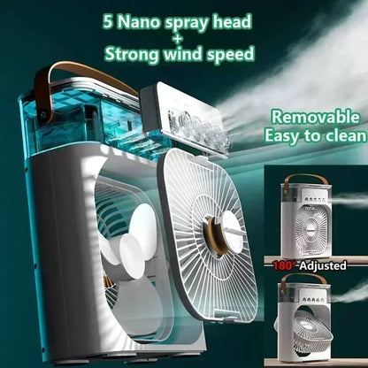 Mini Klimaanlage Ventilator 3in1 Luftbefeuchter LED Nachtlicht Büro Zuhause Neu ❄️🌟
