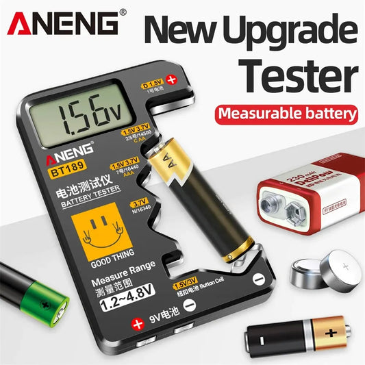 ANENG BT189 Universal Batterietester – 9V, N, D, C, AA, AAA Knopfzellen mit LCD-Anzeige