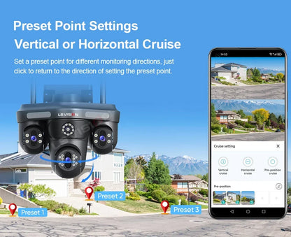15MP WLAN IP Kamera mit 3 Objektiven – Outdoor, Auto-Tracking, OKam App