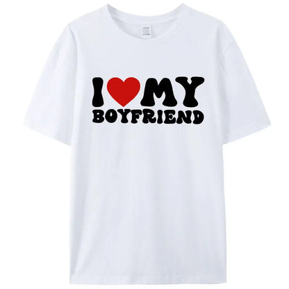 Paar T-Shirts: "Ich liebe meinen Freund" & "Ich liebe meine Freundin" Baumwolle