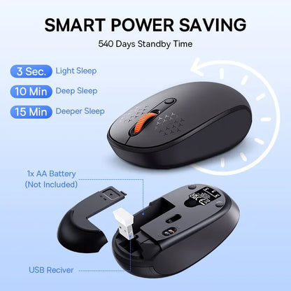 Baseus F01B Kabellose Maus - Bluetooth 5.0 & 2.4G - 1600 DPI Leiser Klick - Kompatibel mit MacBook, Tablet, Laptop, PC