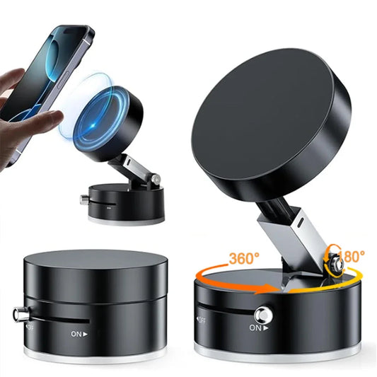 Faltbare Magnet-Autohalterung für das Armaturenbrett mit 360°-Drehung & Vakuum-Saugnapf