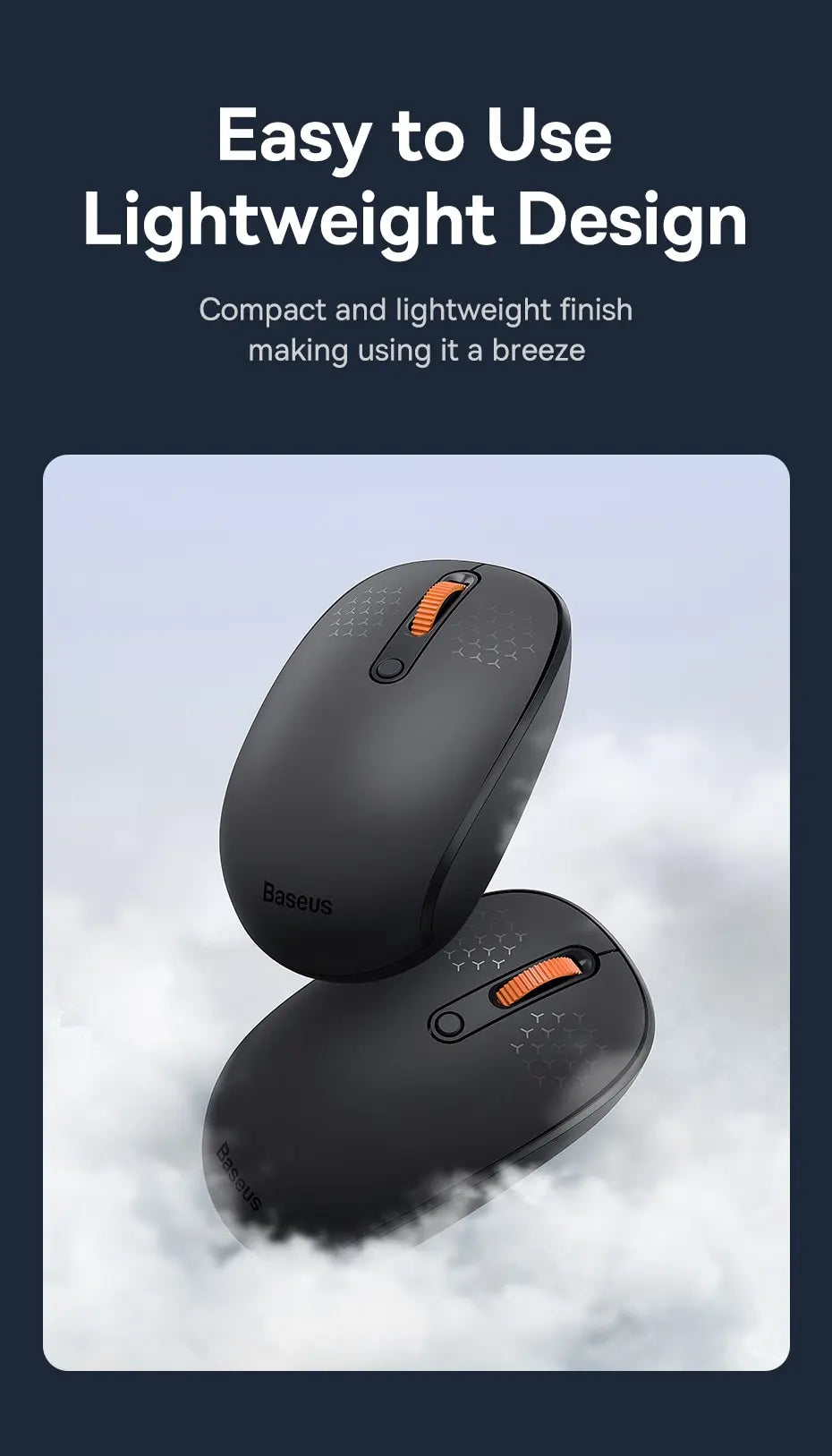 Baseus F01B Kabellose Maus - Bluetooth 5.0 & 2.4G - 1600 DPI Leiser Klick - Kompatibel mit MacBook, Tablet, Laptop, PC