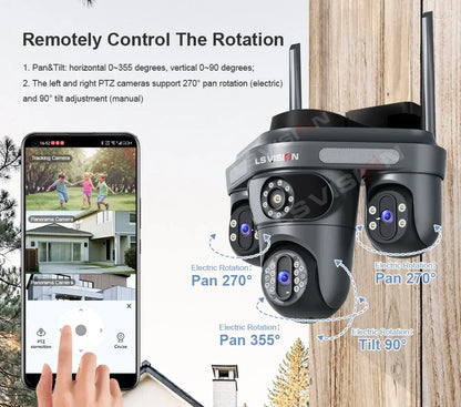 15MP WLAN IP Kamera mit 3 Objektiven – Outdoor, Auto-Tracking, OKam App