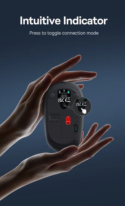 Baseus F01B Kabellose Maus - Bluetooth 5.0 & 2.4G - 1600 DPI Leiser Klick - Kompatibel mit MacBook, Tablet, Laptop, PC